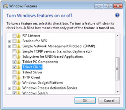 Windows Features dialog box